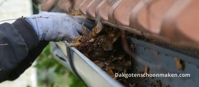 Dakgoot reinigen van vuil in De Goorn